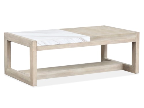 Transitional Rectangular Cocktail Table with Marble Top