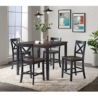 5 Piece Farmhouse Counter Height Dining Set