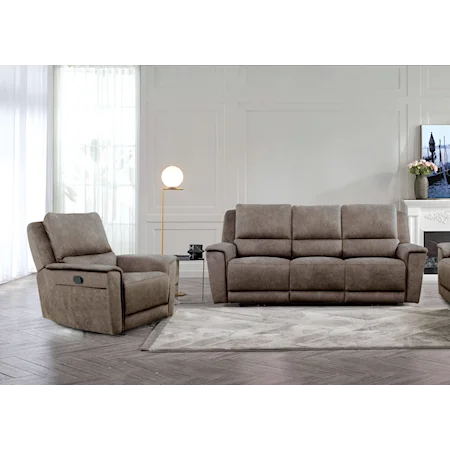 Power Reclining Sofa and Recliner with Power Headrest