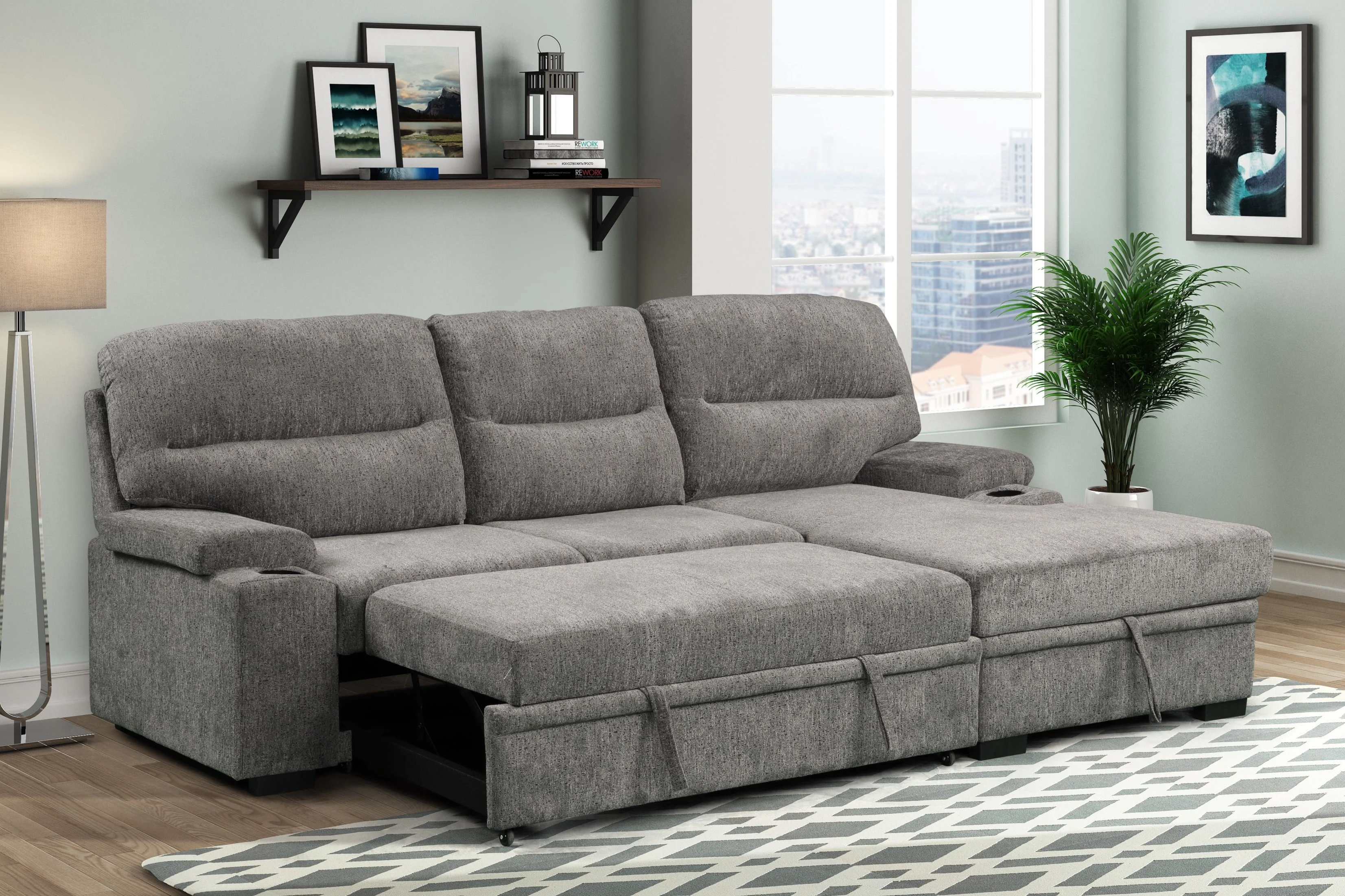 Amalfi Home Furniture Cyril 121391053 2 Piece Sleeper Chaise Sofa | Sam ...