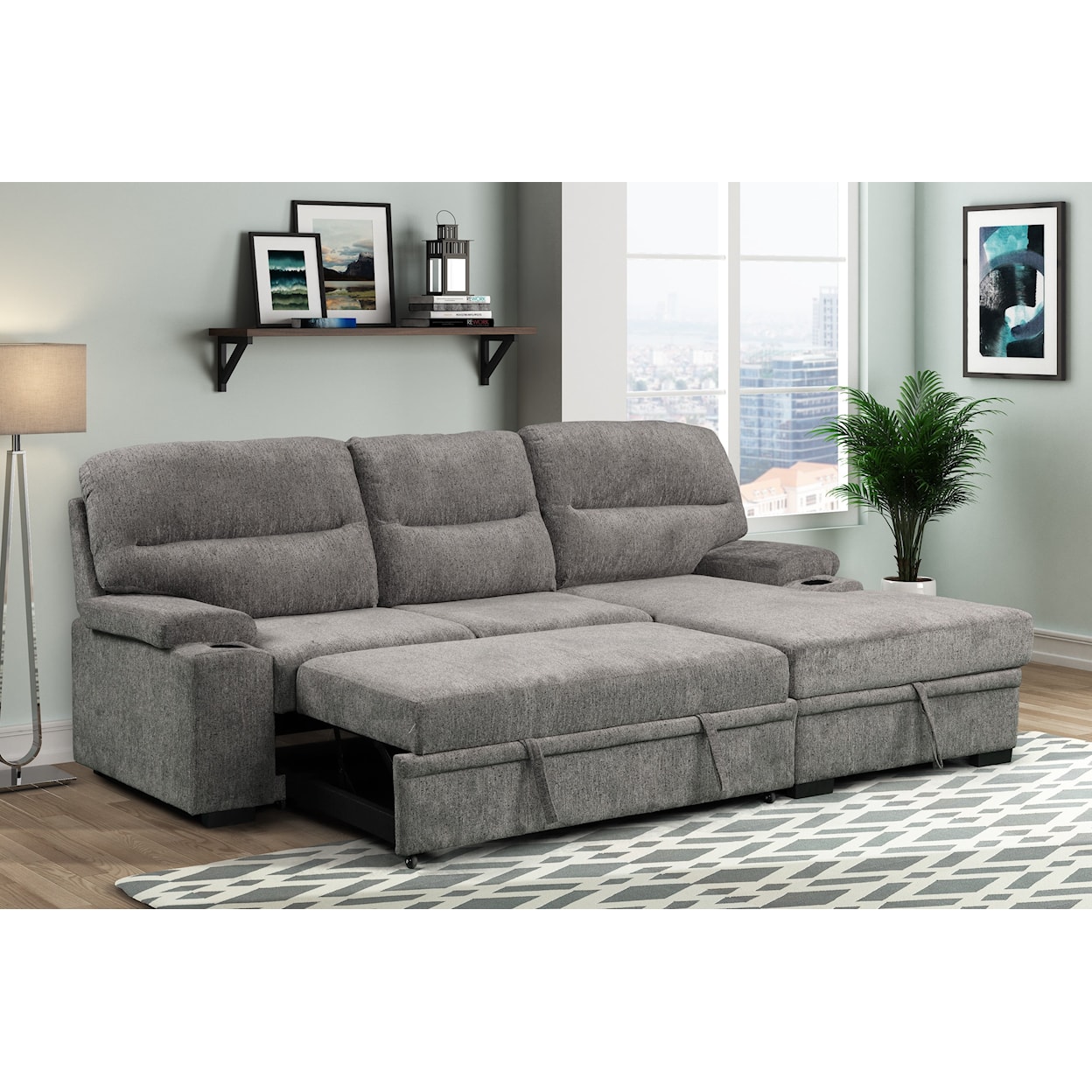 Amalfi Home Furniture Cyril 2 Piece Sleeper Chaise Sofa