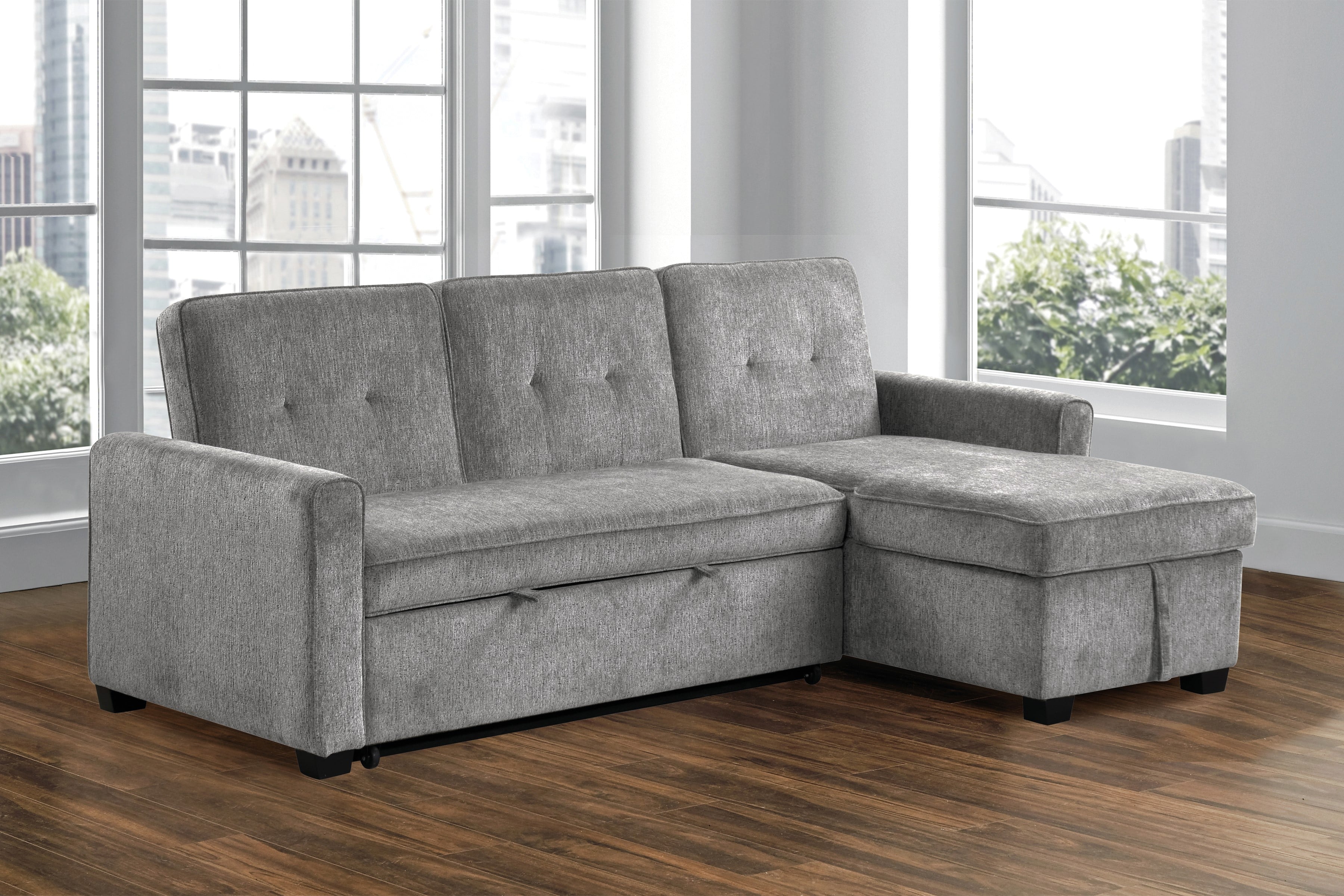 Tessaro sleeper sectional dark deals gray by primo