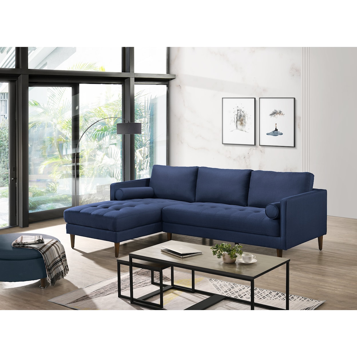 Elements International Sampson 2 Piece Chaise Sectional