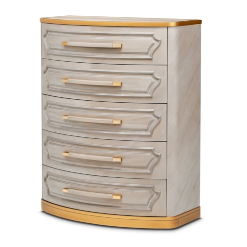 Glam 5-Drawer Highboy Chest with Self-Closing Drawers