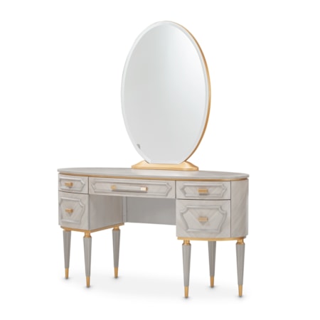 5-Drawer Vanity Desk and Mirror Set