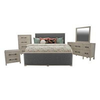 Jackson Dove King Bed, Dresser, Mirror & Nightstand
