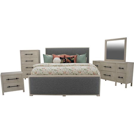Jackson Dove Queen Bed, Dresser, Mirror & Nightstand