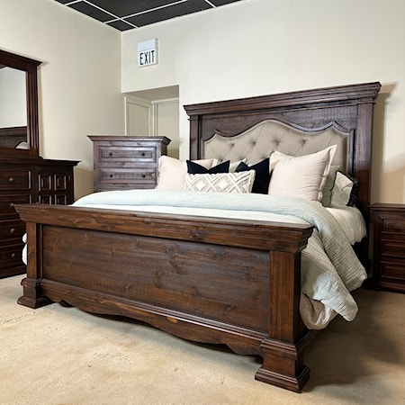 Chalet Walnut Padded King Bed