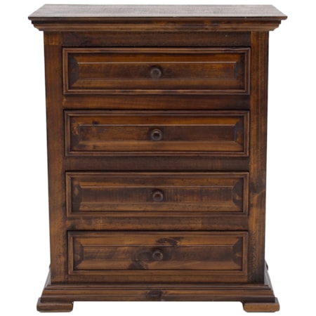 Chalet Walnut 4 Drawer Nightstand