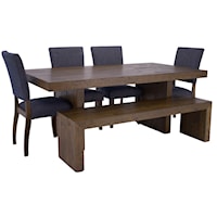 Preston Dining Table, 4 Chairs & Bench