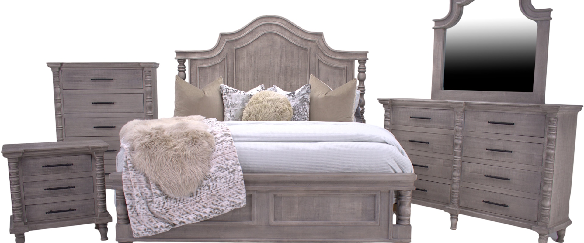 Faith Queen Bed, Dresser, Mirror & Nightstand