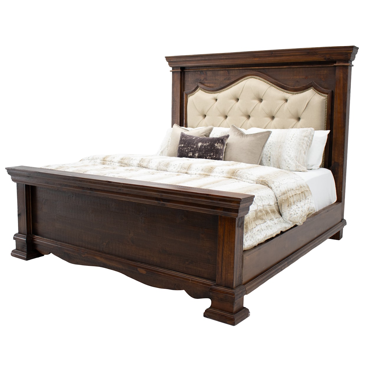 Vintage Chalet Chalet Padded Walnut Queen Bed