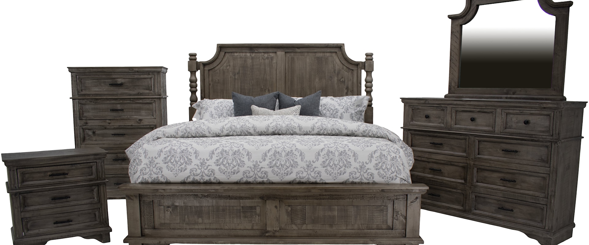 Charleston Queen Bed, Dresser, Mirror & Nightstand