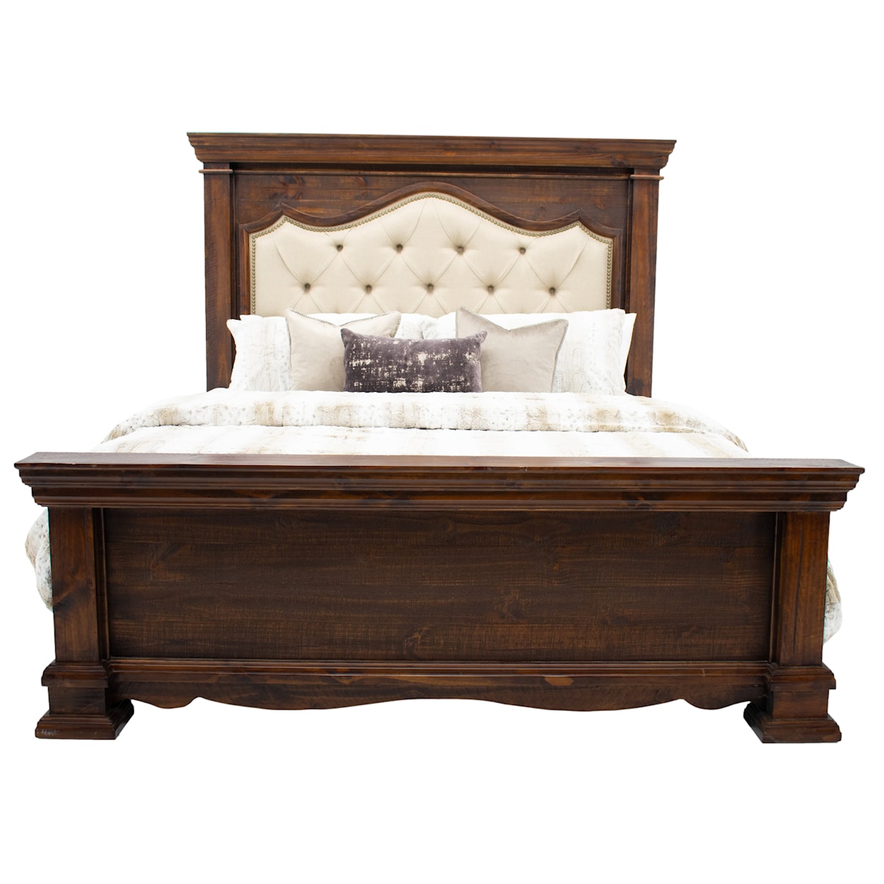 Vintage Chalet Chalet Padded Walnut Queen Bed