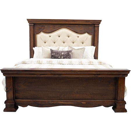 Chalet Padded Walnut Queen Bed