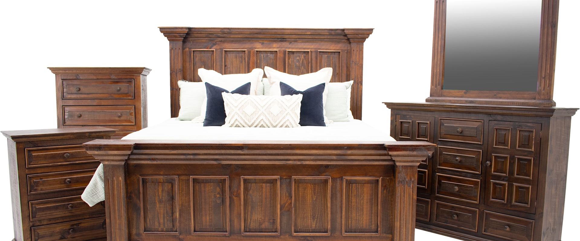 Chalet King Bed Dresser Mirror & Nightstand