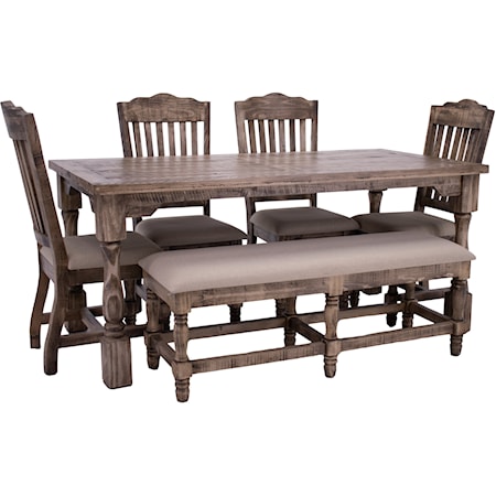 Martha Sandstone Dining Table, 4 Chairs & Bench