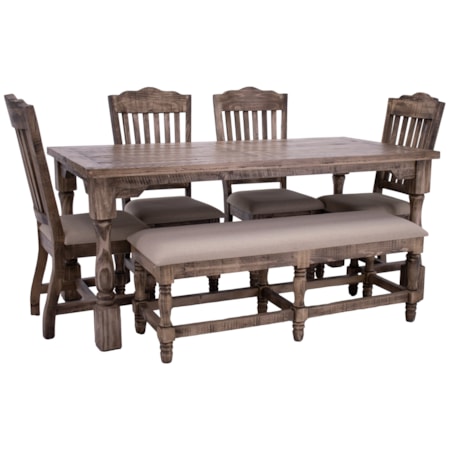 Martha Sandstone Dining, 4 Chairs & Bench