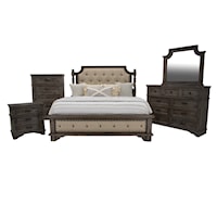 Charleston King Bed, Dresser, Mirror & Nightstand