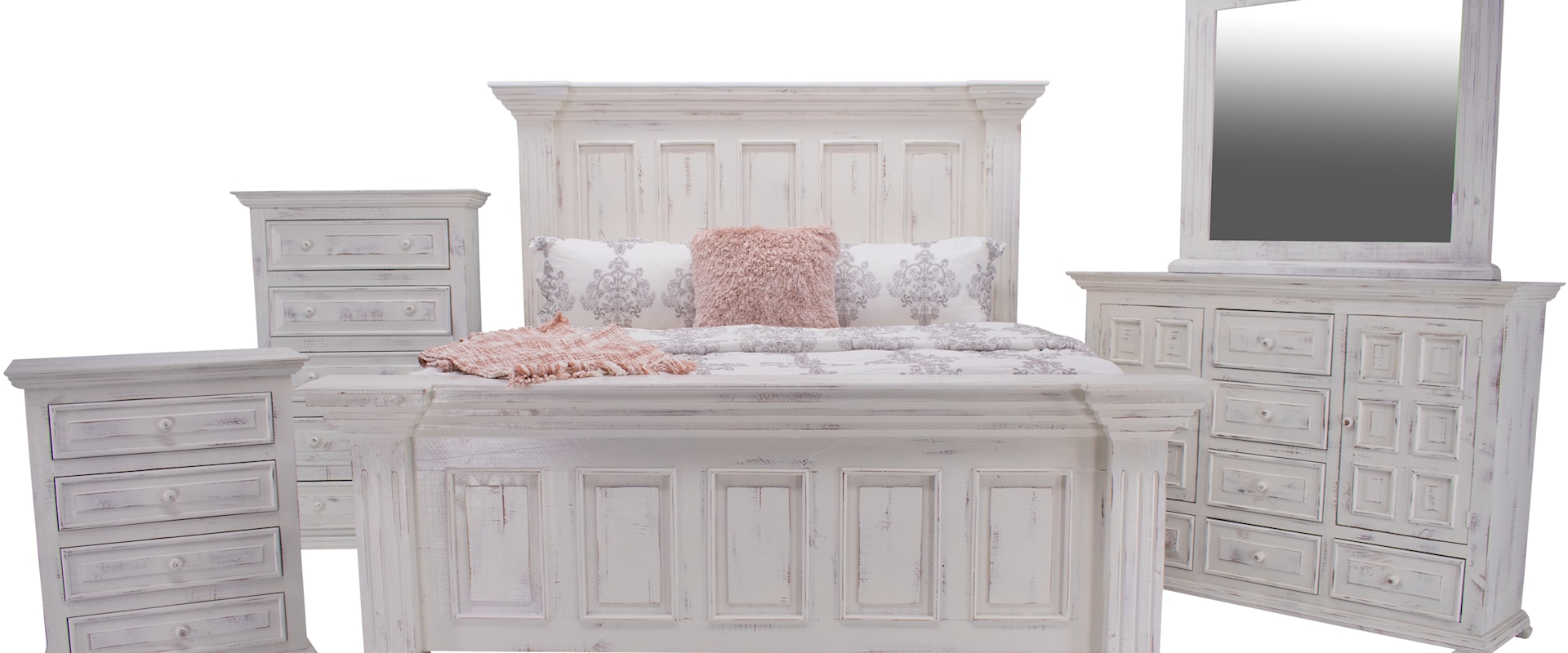 Chalet Queen Bed, Dresser, Mirror & Nightstand