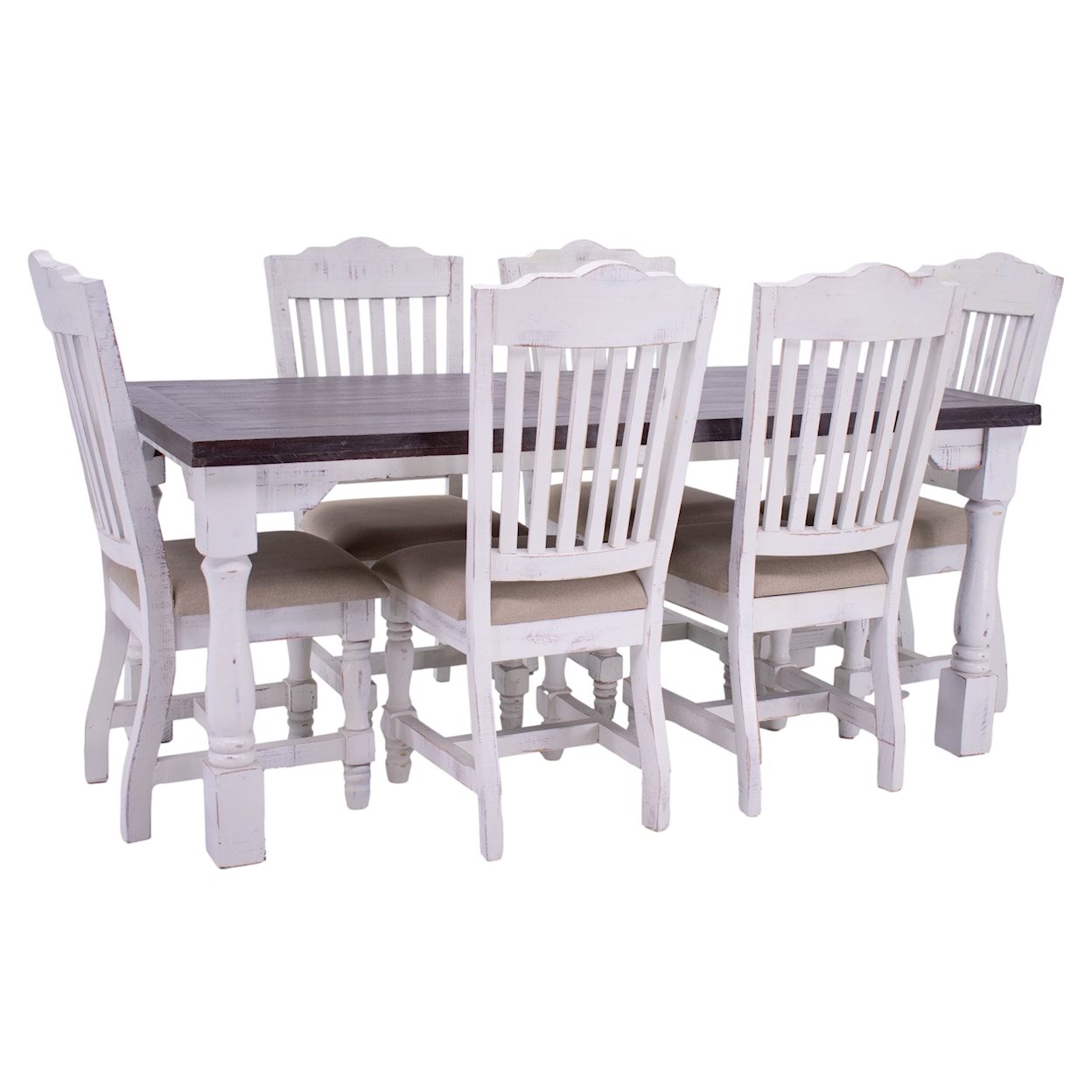Vintage Martha Martha Sandstone Dining Table & 6 Chairs