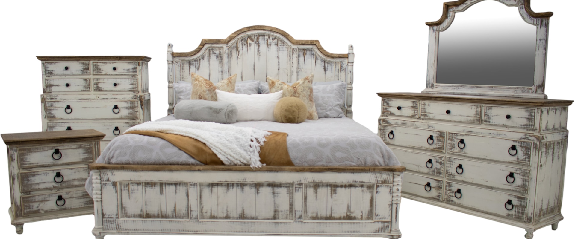 Clarice Queen Bed, Dresser, Mirror & Nightstand