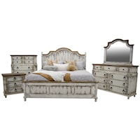 Clarice King Bed, Dresser, Mirror & Nightstand