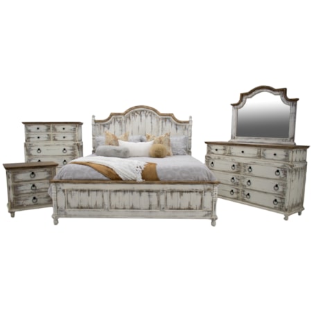 Clarice Queen Dresser Mirror & Nightstand
