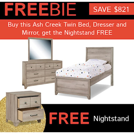 Ash Creek Twin Bed Package with Freebie!