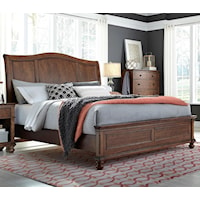 Transitional Queen Sleigh Bed with USB Ports