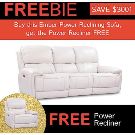 Ember Leather Power Sofa with FREEBIE!