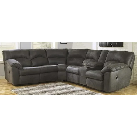 Ashley 2-Piece Reclining Corner Sectional Couch with Center Console