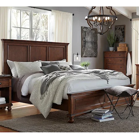 Transitional Queen Panel Bed with USB Ports