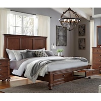 Transitional Queen Panel Storage Bed with USB Ports