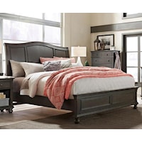 Transitional Queen Sleigh Bed with USB Ports