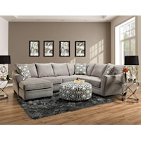 Modern Plush Sectional Sofa with Chaise and Accent Pillows