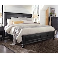 Transitional Queen Panel Storage Bed with USB Ports