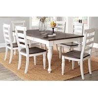  5 Piece Dining Table Set includes Extension Table, 4 Ladderback Side Chairs