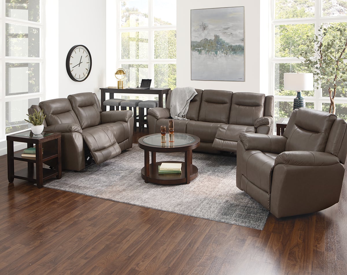 LEATHER MATCH POWER SOFA