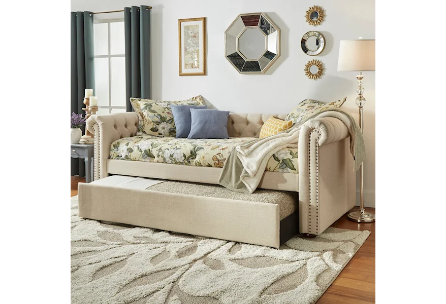 E208 BEIGE DAYBED W/TRUNDLE by Homelegance at Darvin Furniture