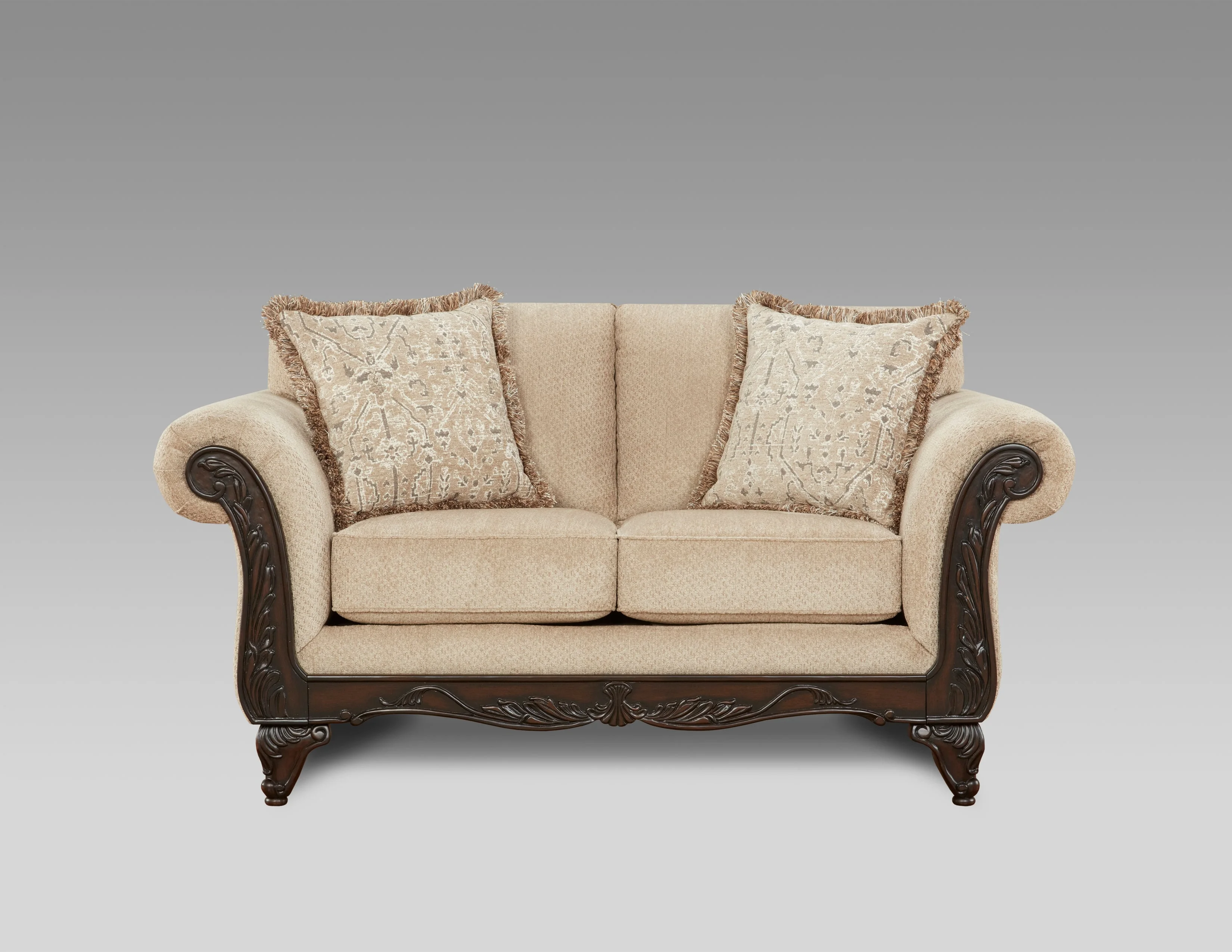 Affordable Furniture EMMA TRADITIONAL LOVESEAT W/WOOD TRIM Darvin