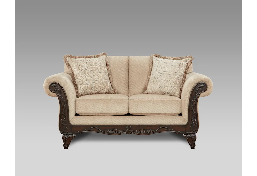 EMMA TRADITIONAL LOVESEAT W/WOOD TRIM by Affordable Furniture at Darvin Furniture