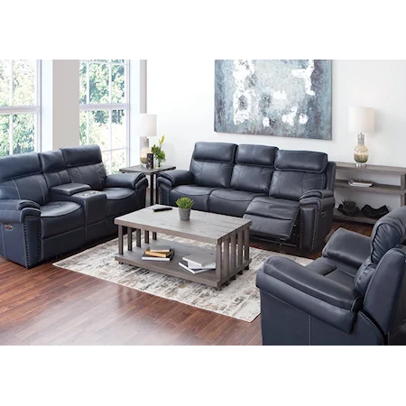 Leather Match Dual Reclining Power Sofa