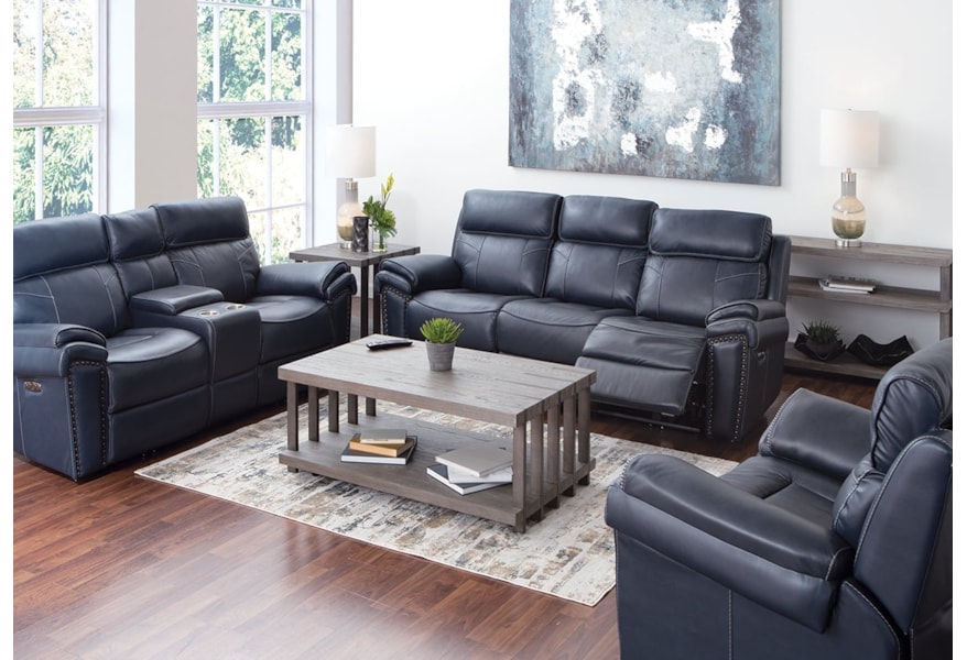 H317 Logistics 1012 Leather Match Dual Reclining Power Sofa