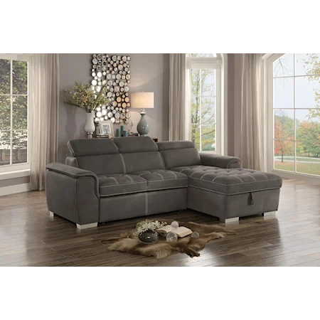 2 Piece Sofa Bed Sectional W/Storage