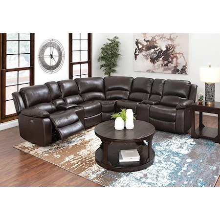 7 PIECE LEATHER MATCH POWER SECTIONAL