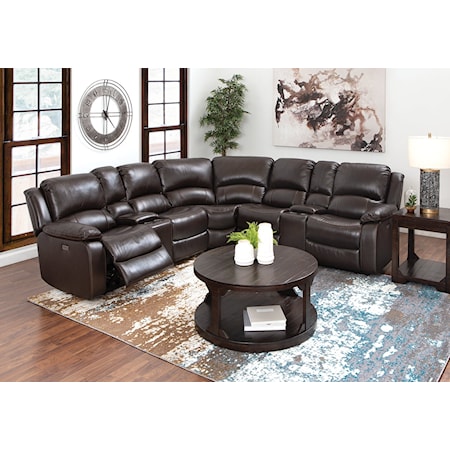 7 PIECE LEATHER MATCH POWER SECTIONAL