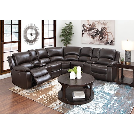 7 PIECE LEATHER MATCH POWER SECTIONAL