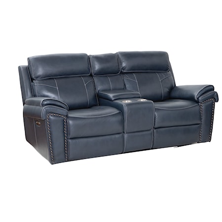 Leather Match Power Console Loveseat