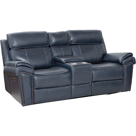 Leather Match Power Console Loveseat